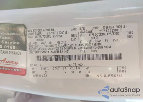 2018 Ford F-250 Xlt из США, поврежденный, VIN 1FT7W2BT6JEB13147